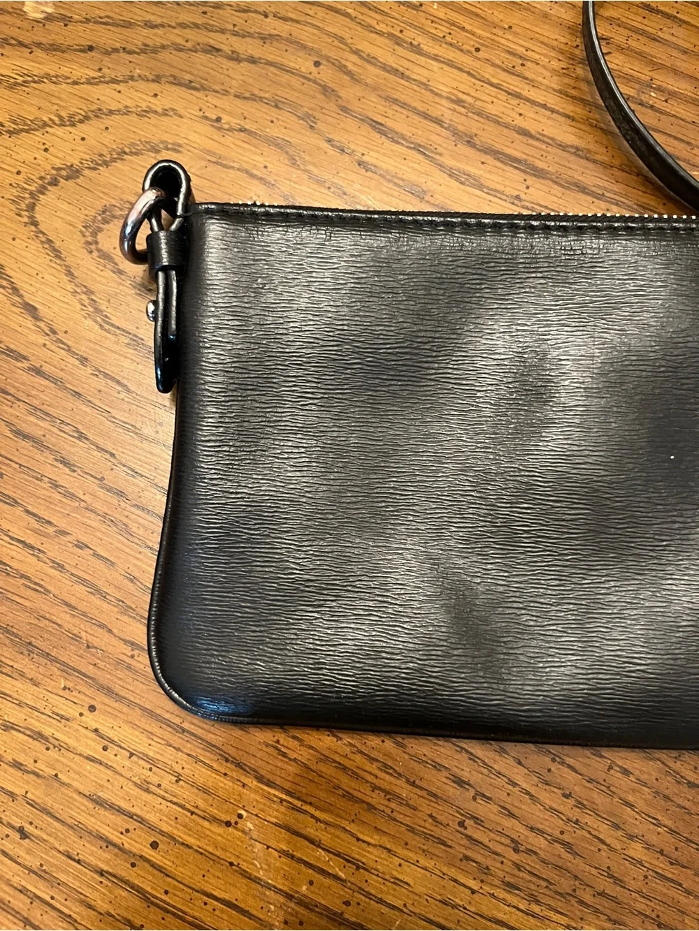 Lauren‎ Ralph Lauren Black Leather Wristlet with Metal Logo Plate